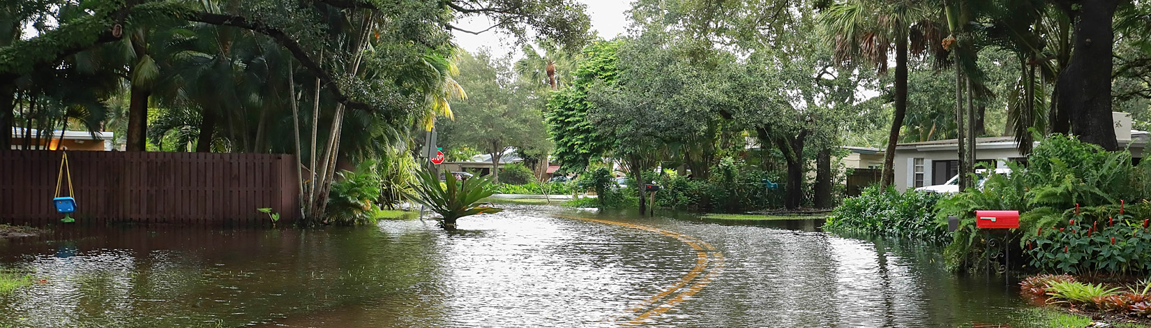 Flooded Florida neighborhood street